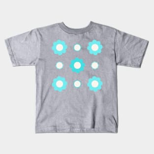 Blue and cream flowers Kids T-Shirt